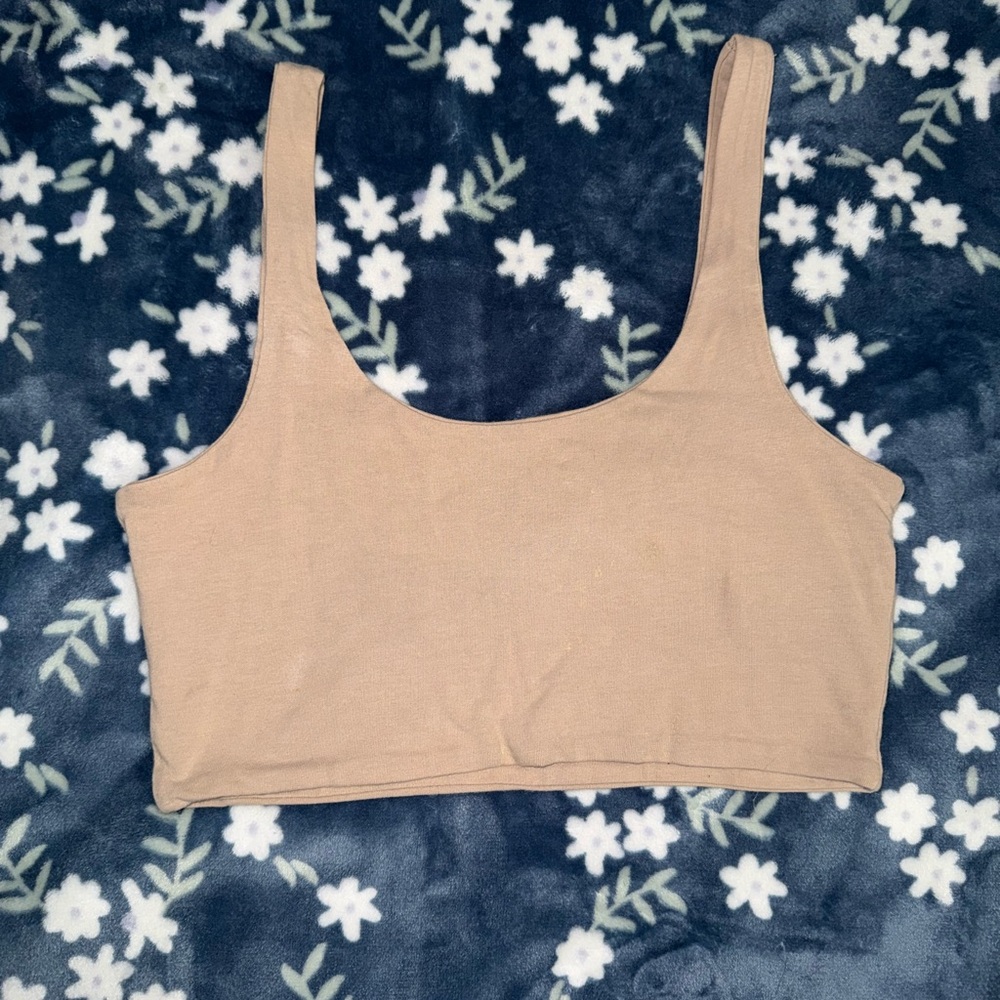 Tan Cropped Tank Top - Picture 2 of 2